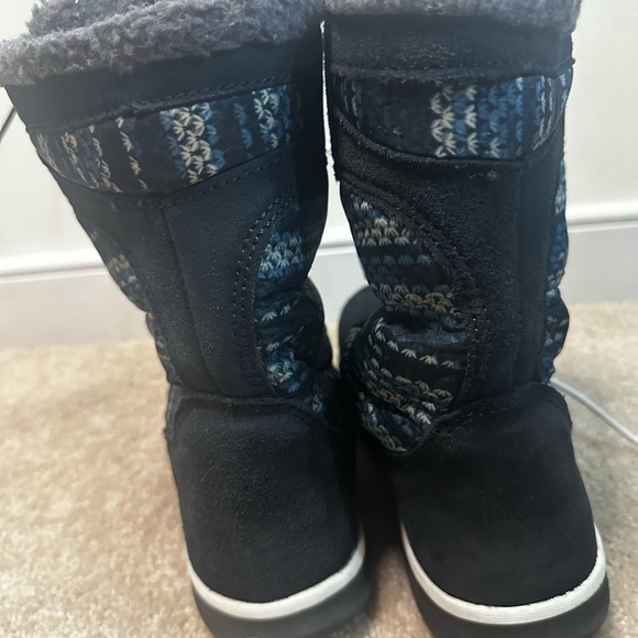 Bearpaw Tall Knit & Suede Winter Snow Boots Women’s 8 Blue Patterned Lace-Up - Picture 7 of 13